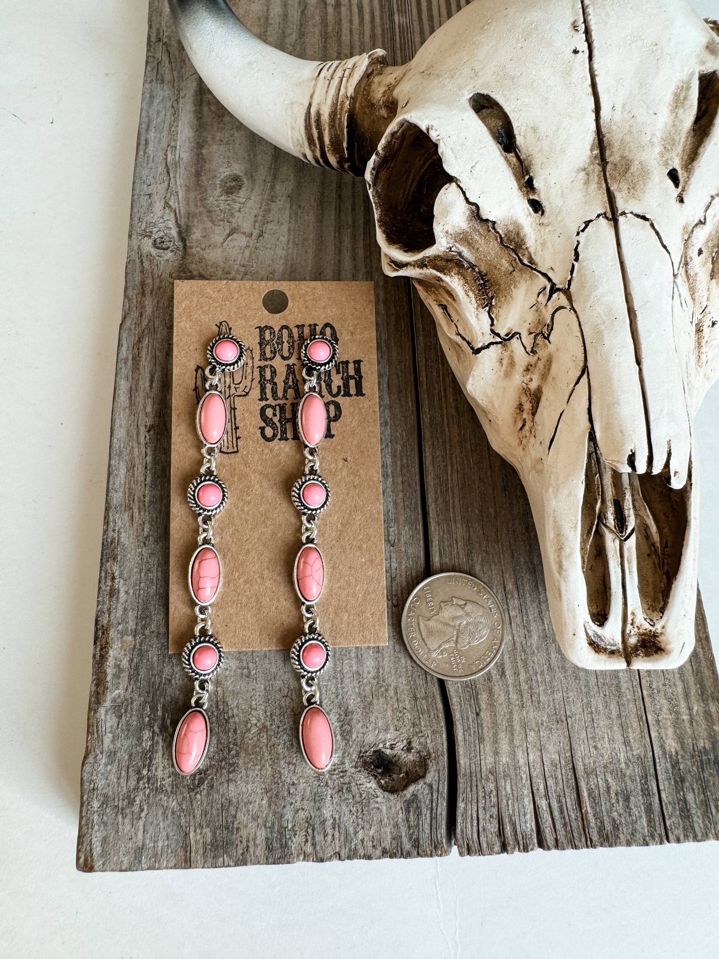 Dangle Drop Western Earrings - black turquoise