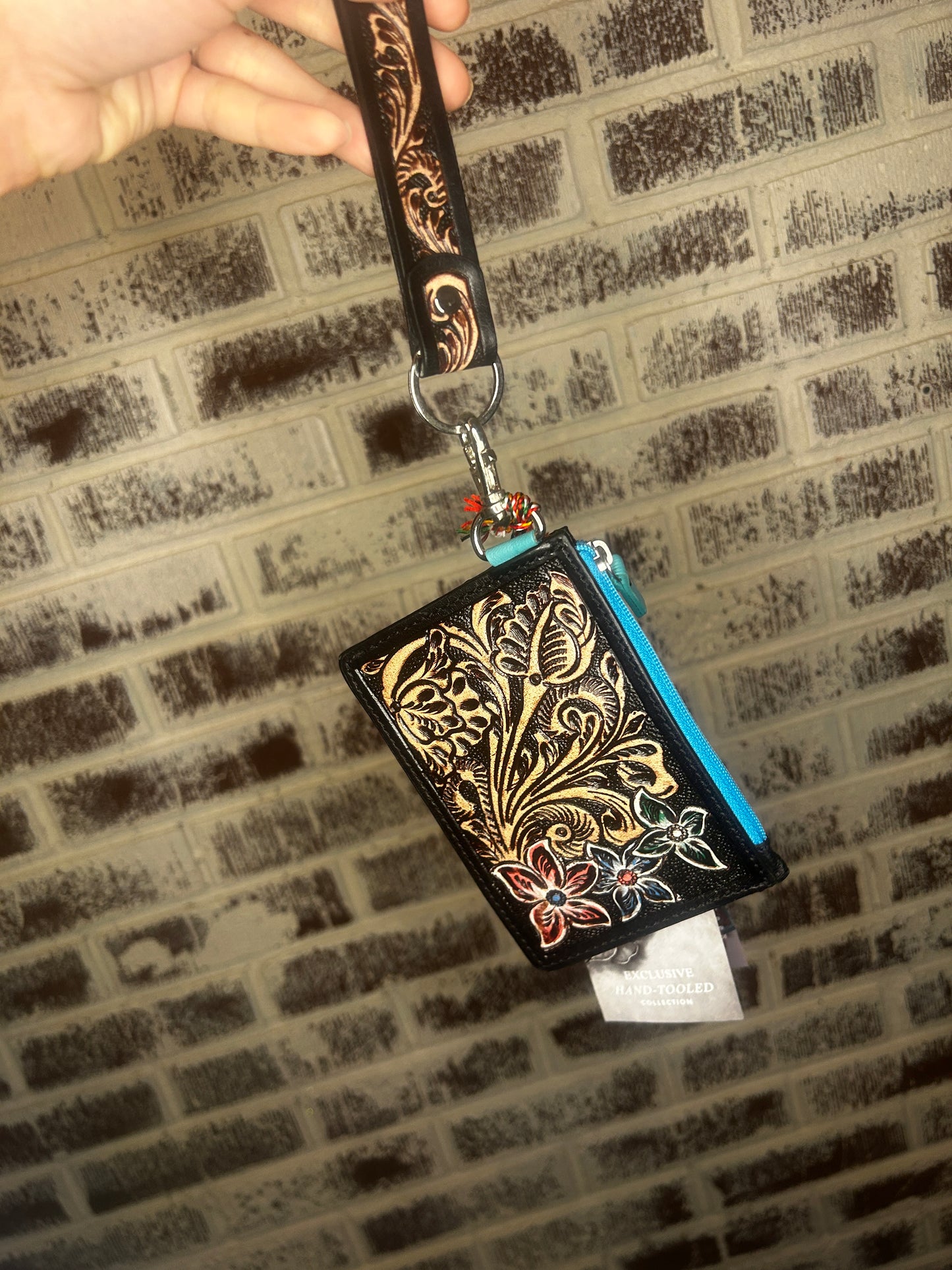 Dark tooled keychain wristlet