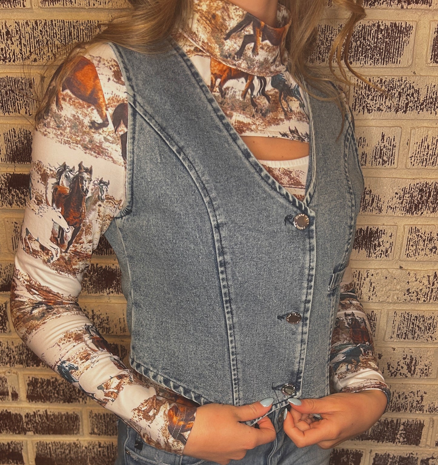 Sleeveless V-Neck Denim Vest