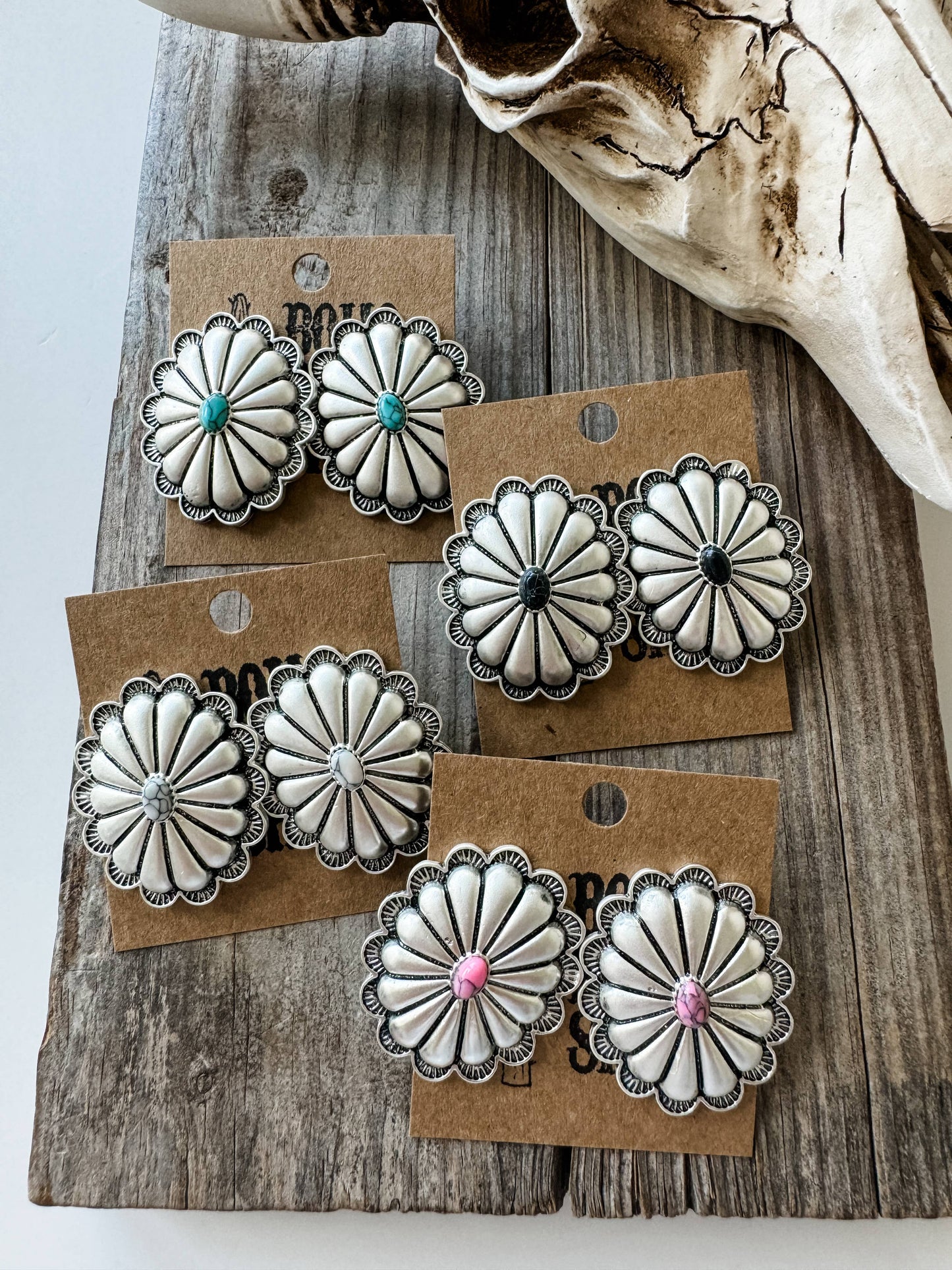 Western Concho Stud Earrings