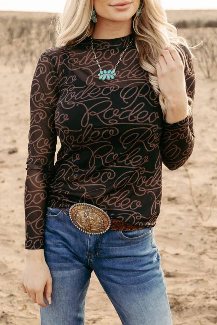Ropin’ Rodeo Long Sleeve Mesh Top