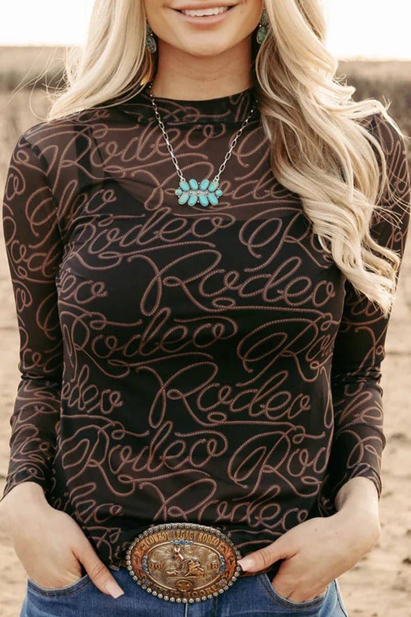 Ropin’ Rodeo Long Sleeve Mesh Top