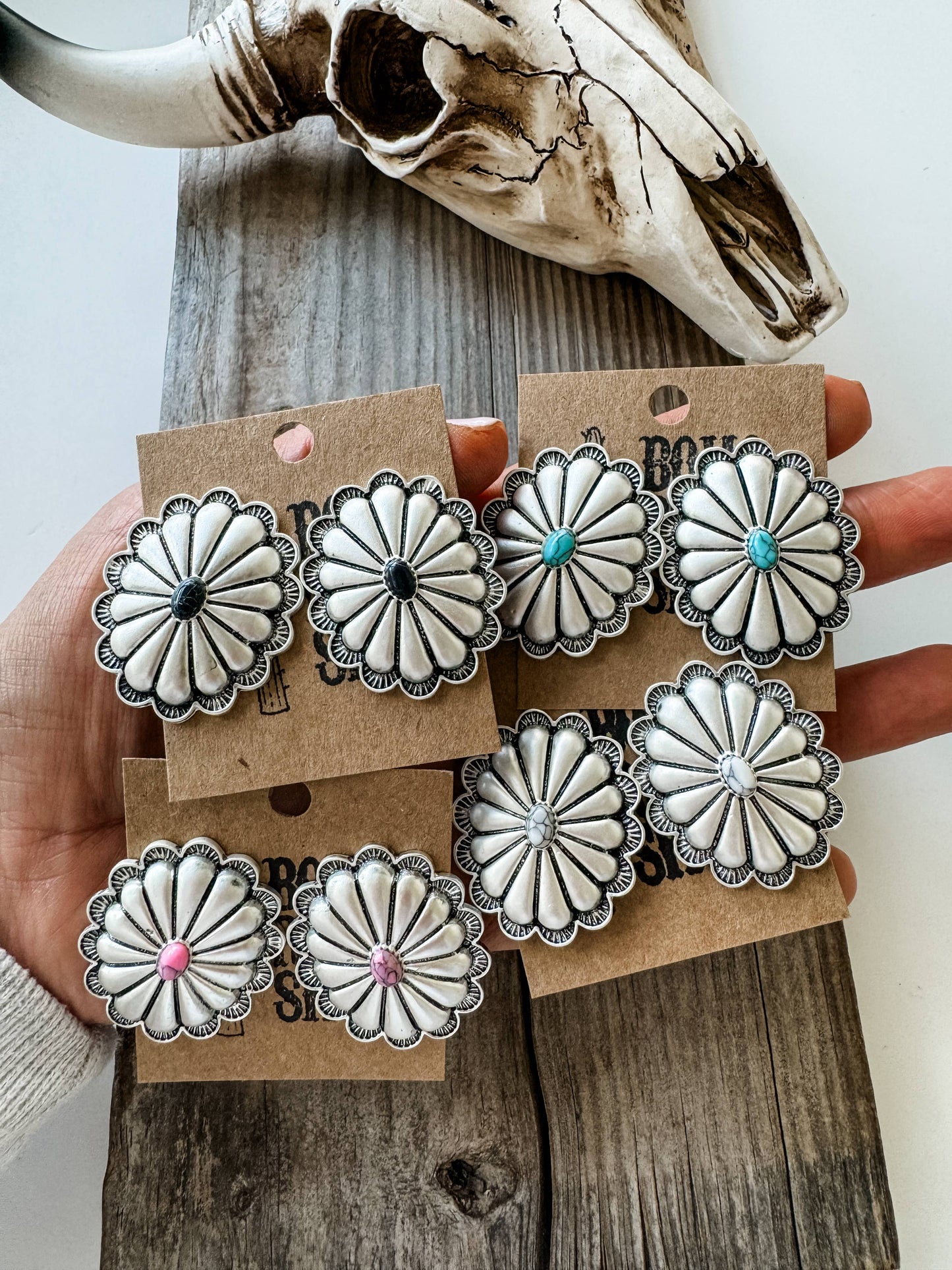 Western Concho Stud Earrings
