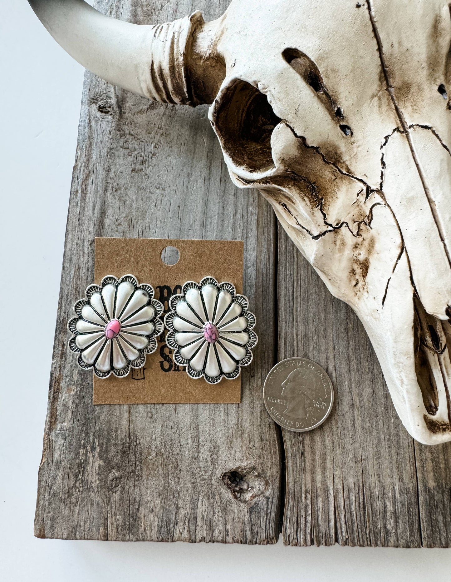 Western Concho Stud Earrings
