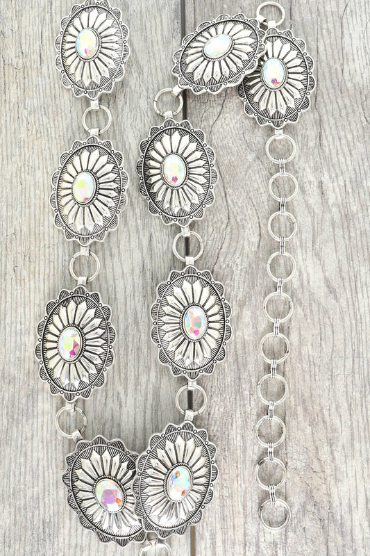 Oval Crystal Concho Belt S/M