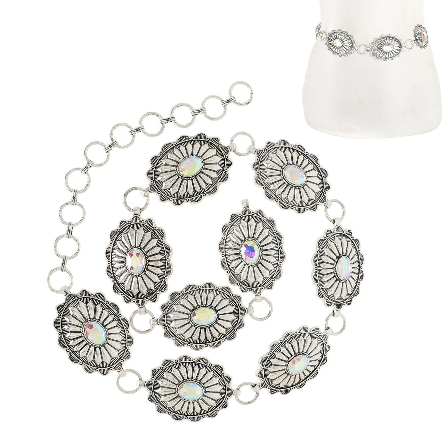 Oval Crystal Concho Belt S/M