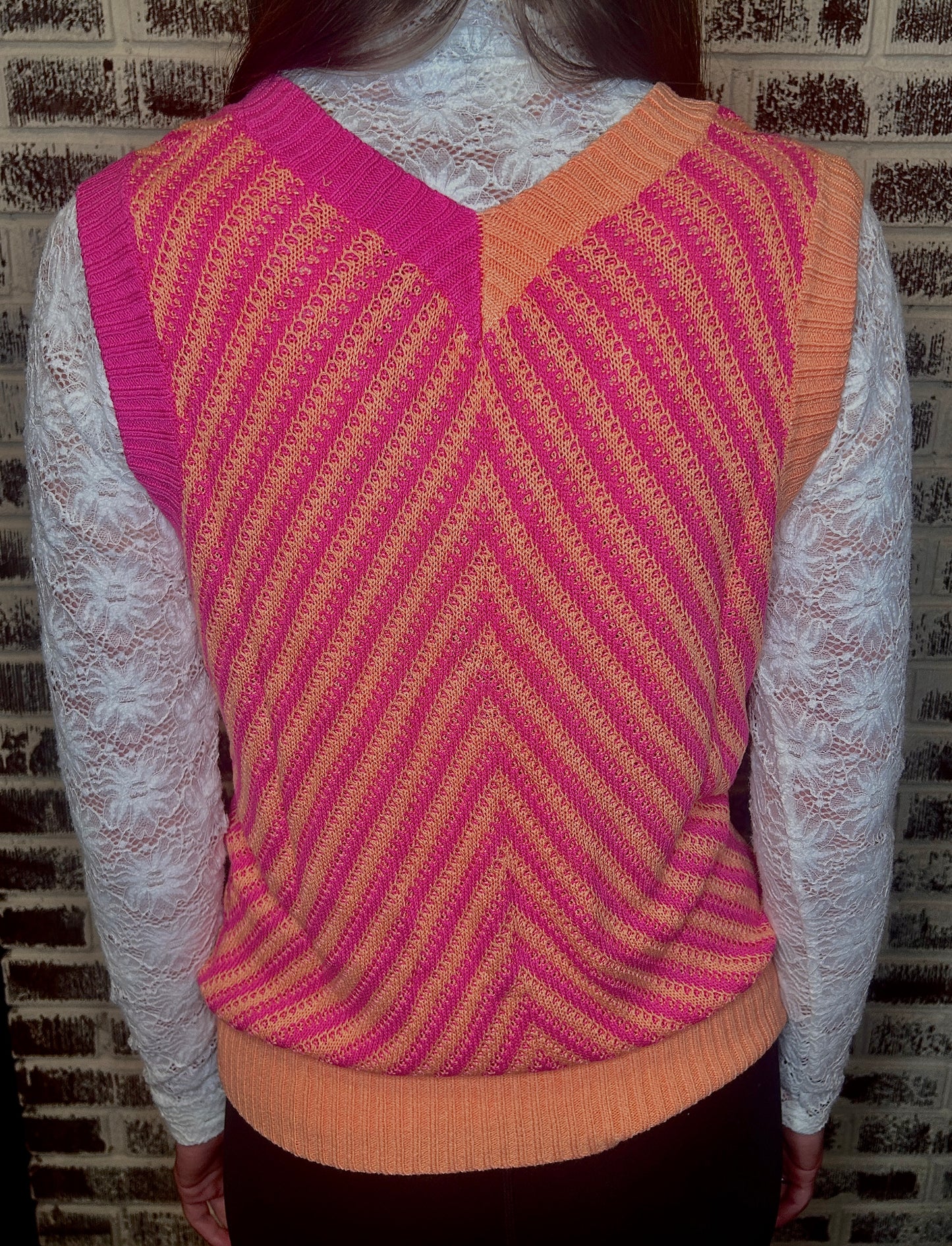 Spring Sweet Sleeveless Sweater Top: Strawberry Pink/ Orange