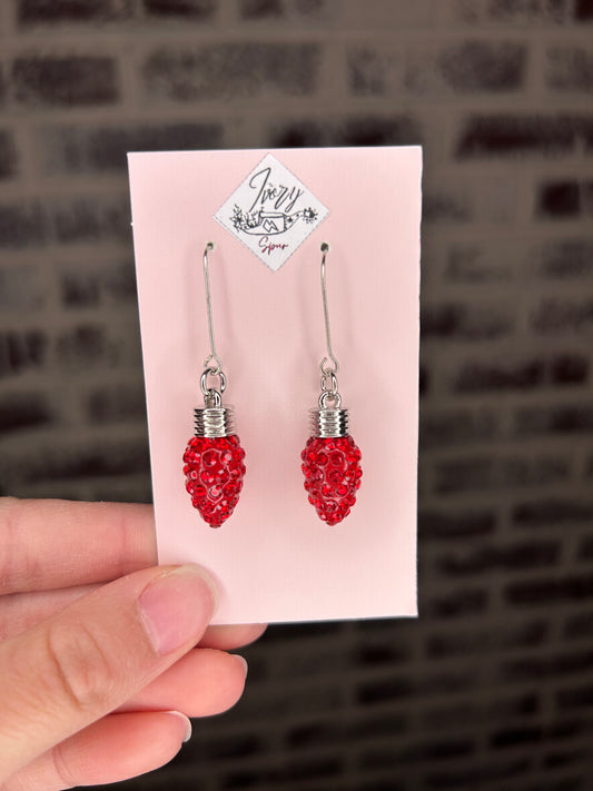Ruby Red Bulb Earrings