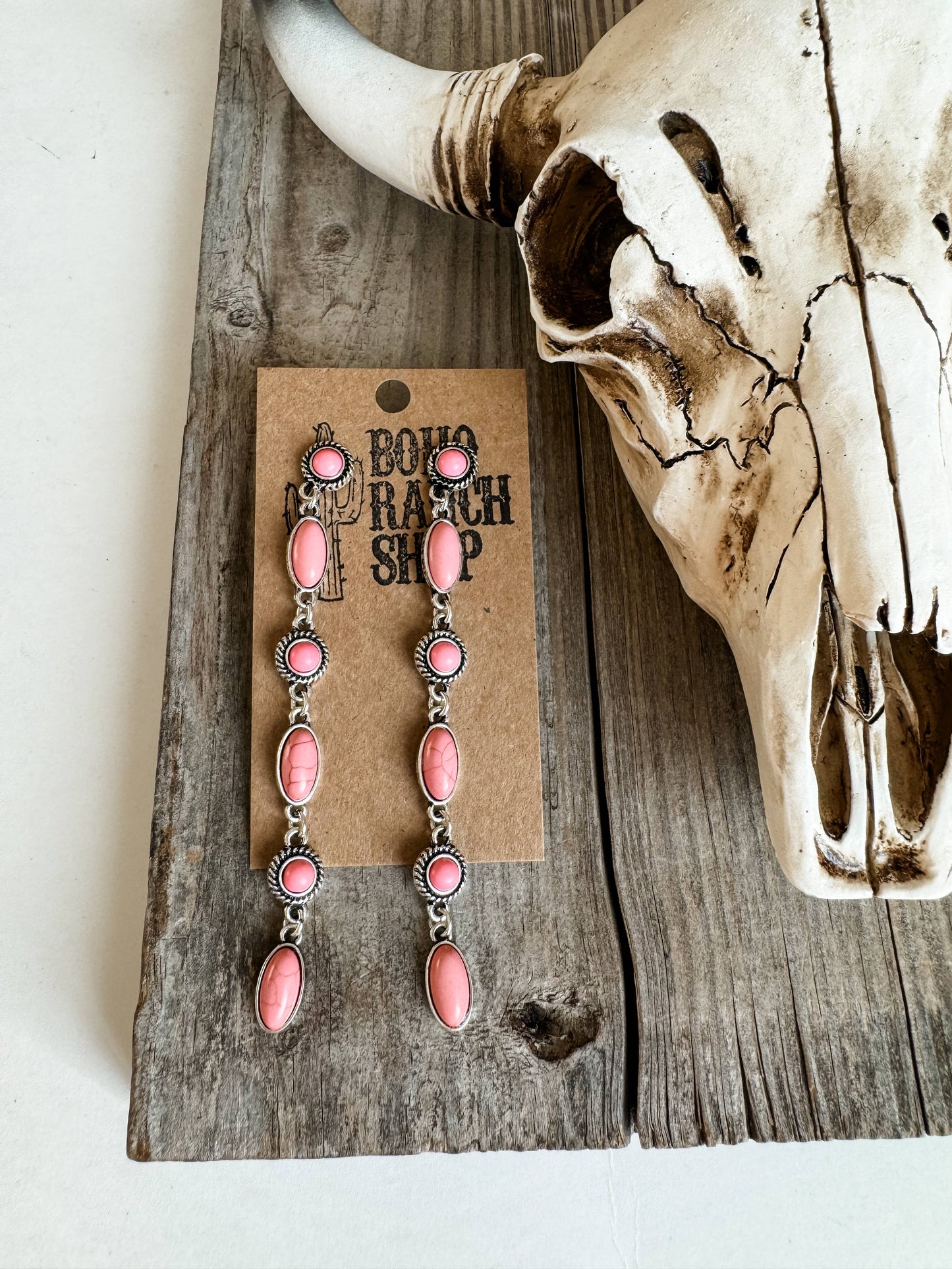 Dangle Drop Western Earrings - black turquoise