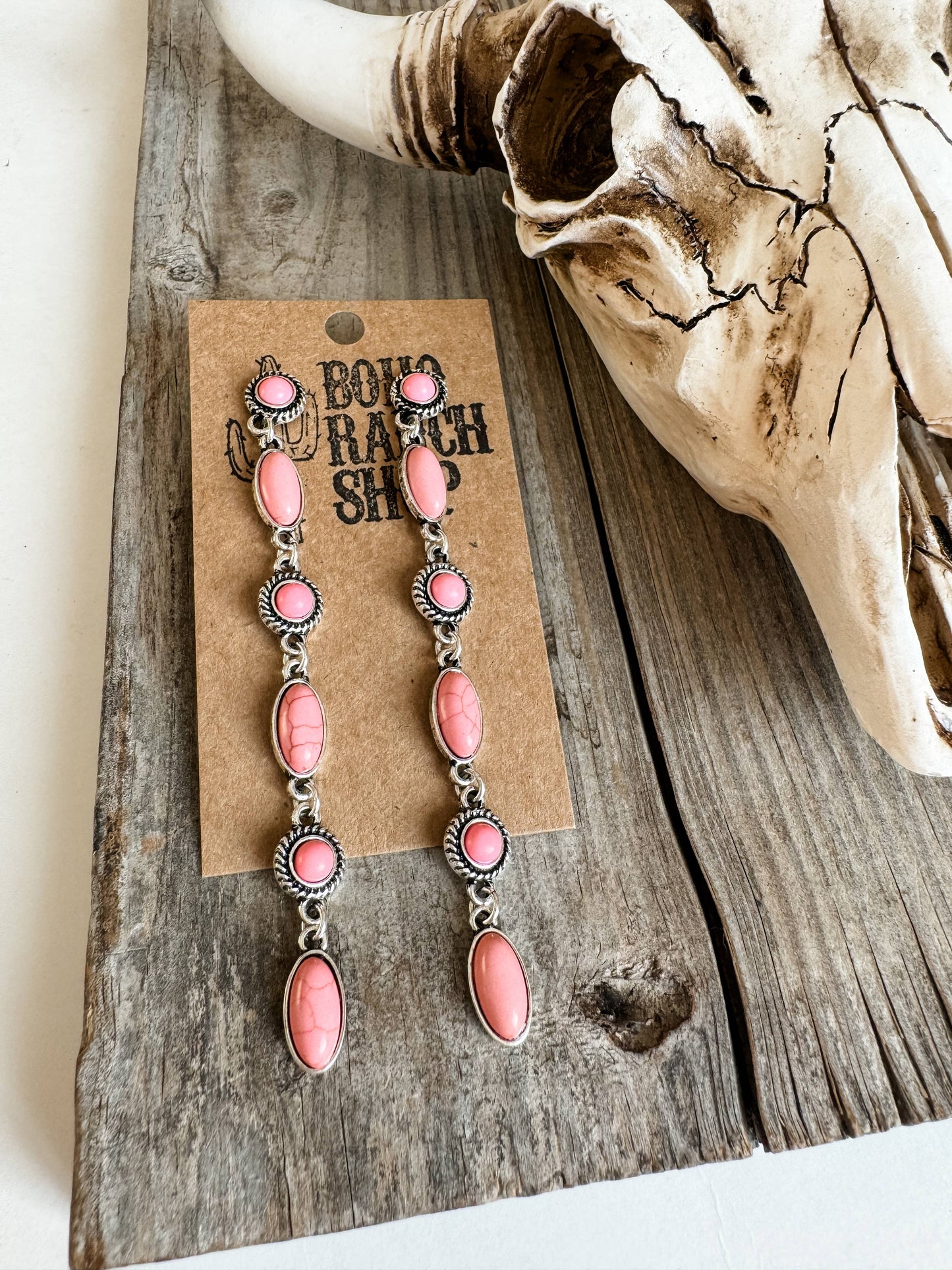 Dangle Drop Western Earrings - black turquoise